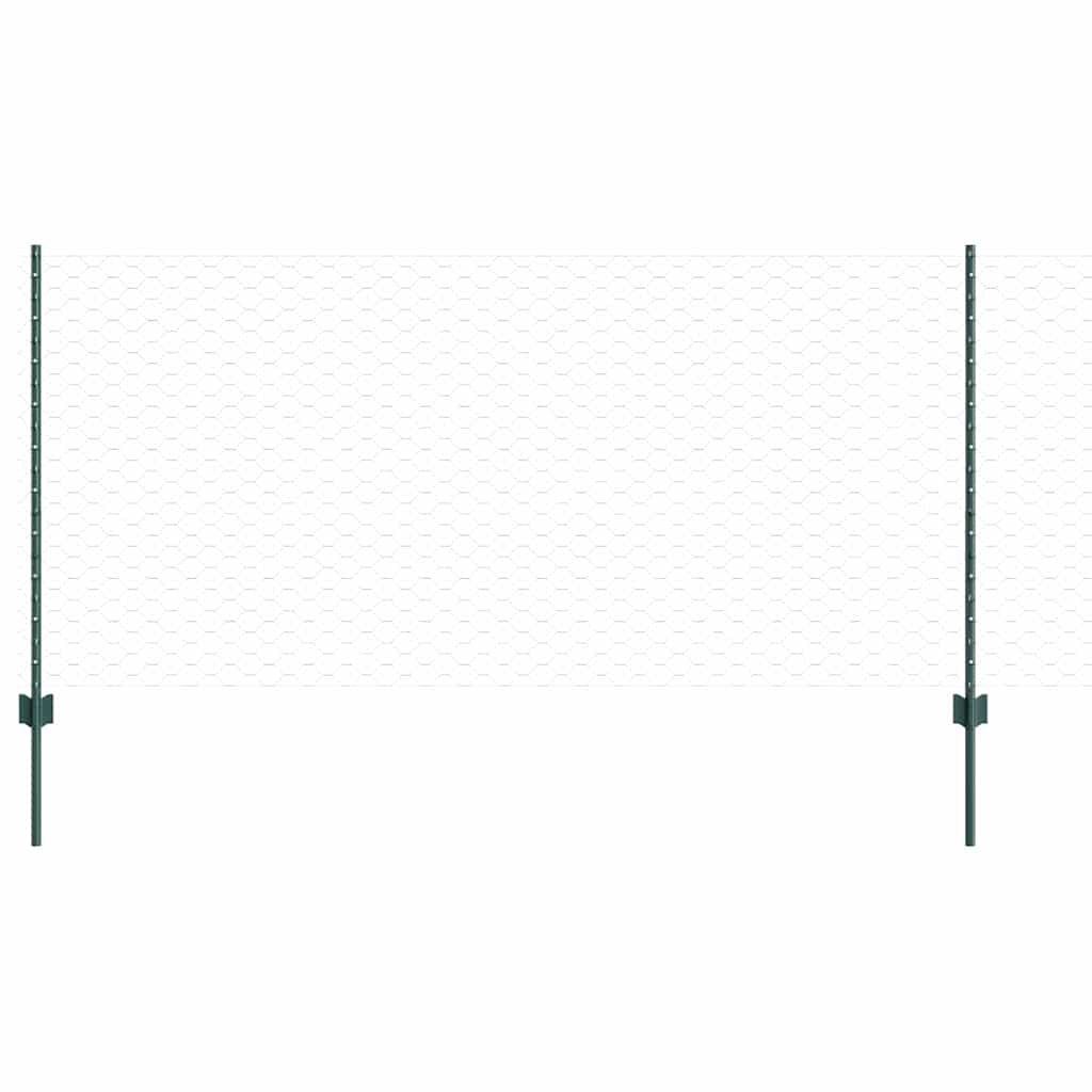 Sekskantet hegn med stolpe 100 x 1 m PVC-belagt stål Grøn Mesh