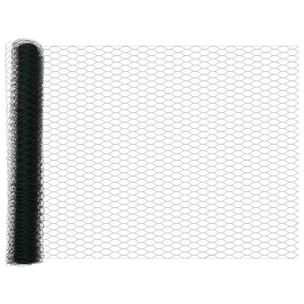 Sekskantet hegn med stolpe 100 x 1,2 m PVC-belagt stål Grøn