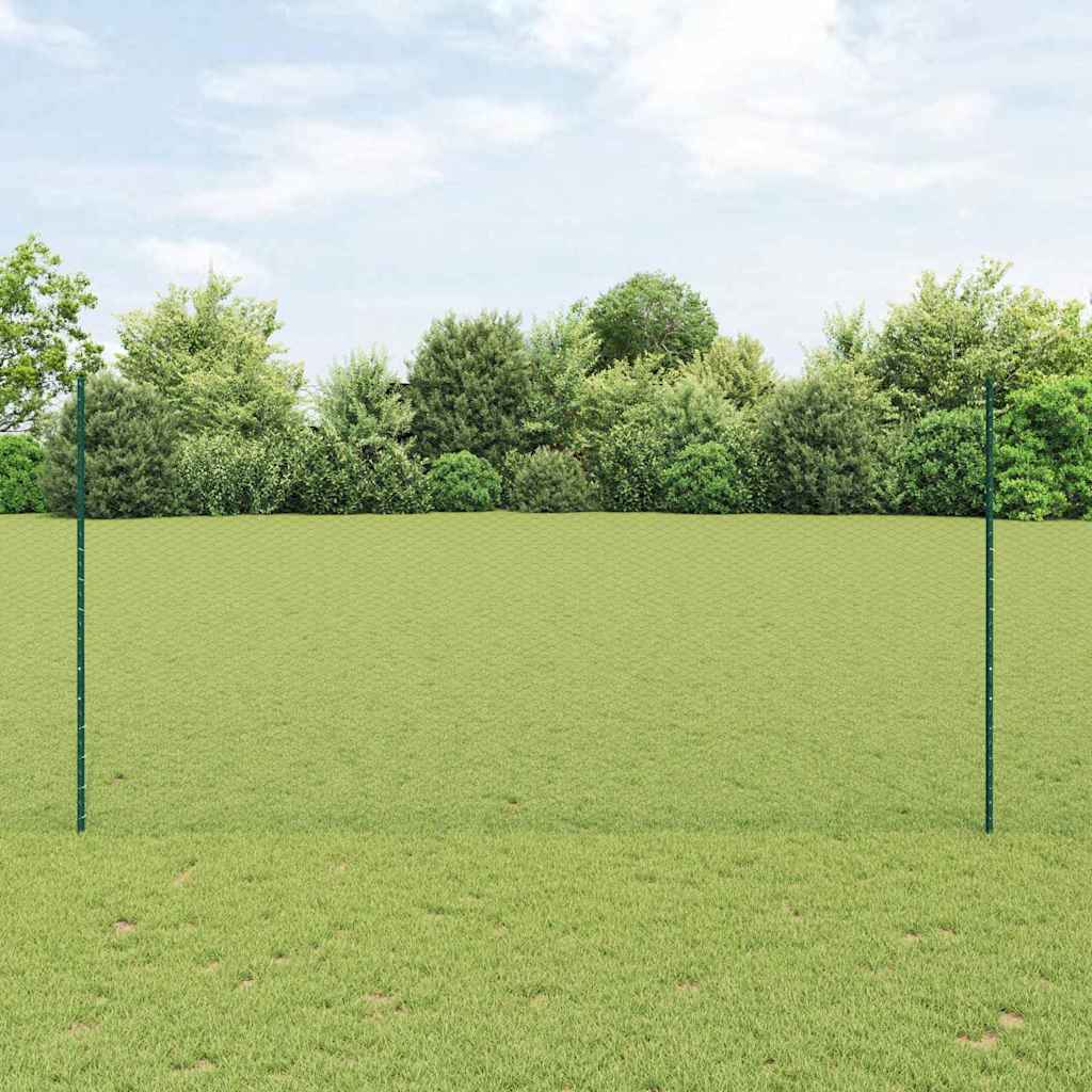 Sekskantet hegn med stolpe 100 x 1,5 m PVC-belagt stål Grøn