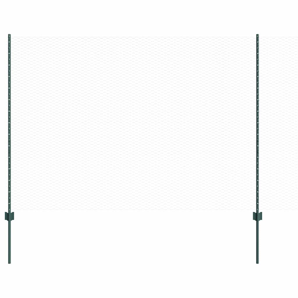 Sekskantet hegn med stolpe 100 x 1,5 m PVC-belagt stål Grøn