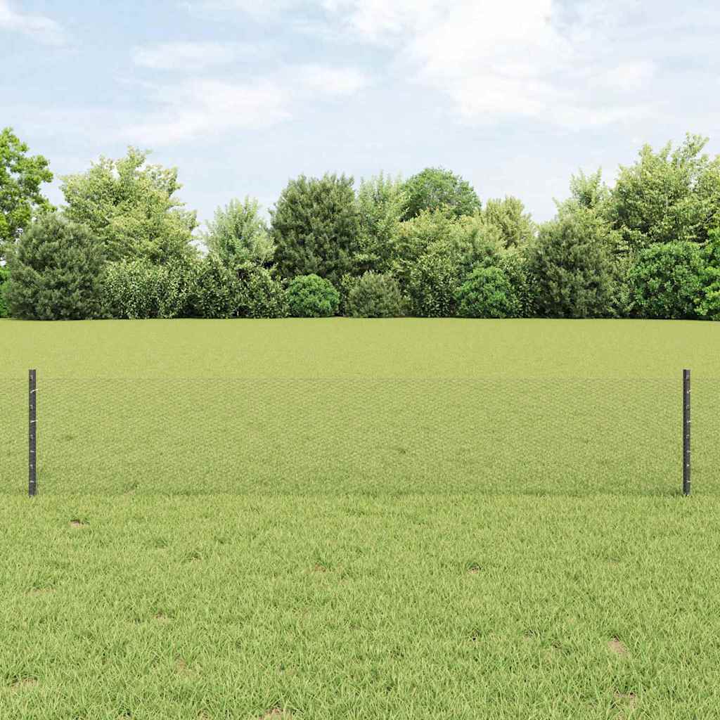 Sekskantet hegn med stolpe 10 x 0,4 m PVC-belagt stål Grå Mesh