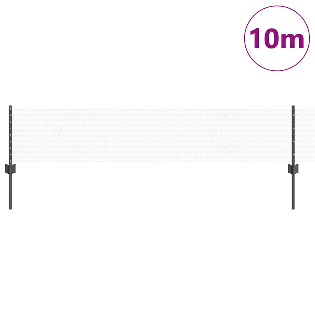 Sekskantet hegn med stolpe 10 x 0,4 m PVC-belagt stål Grå Mesh
