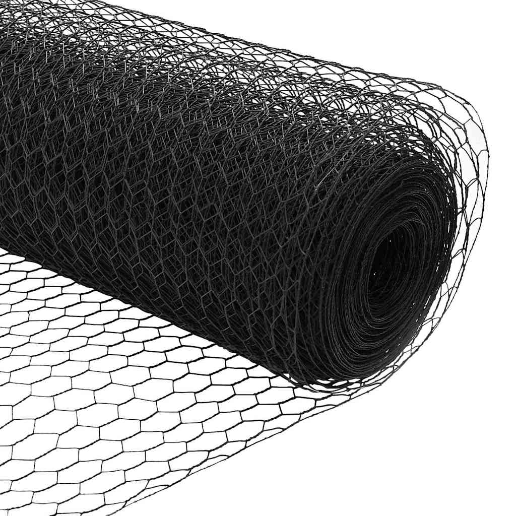 Sekskantet hegn med stolpe 10 x 0,8 m PVC-belagt stål Grå Mesh