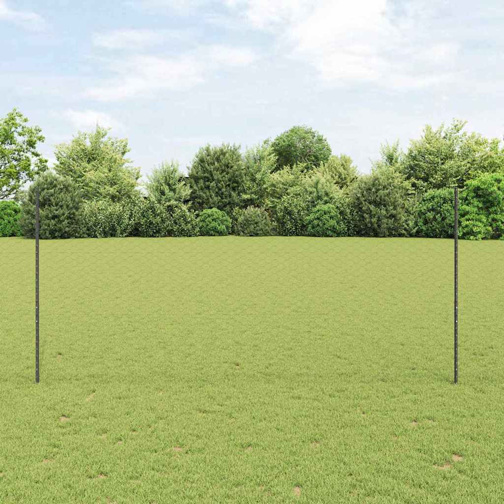 Sekskantet hegn med stolpe 10 x 1,4 m PVC-belagt stål Grå Mesh