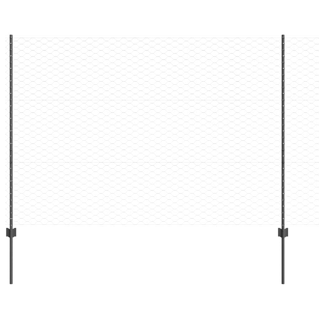 Sekskantet hegn med stolpe 10 x 1,5 m PVC-belagt stål Grå Mesh