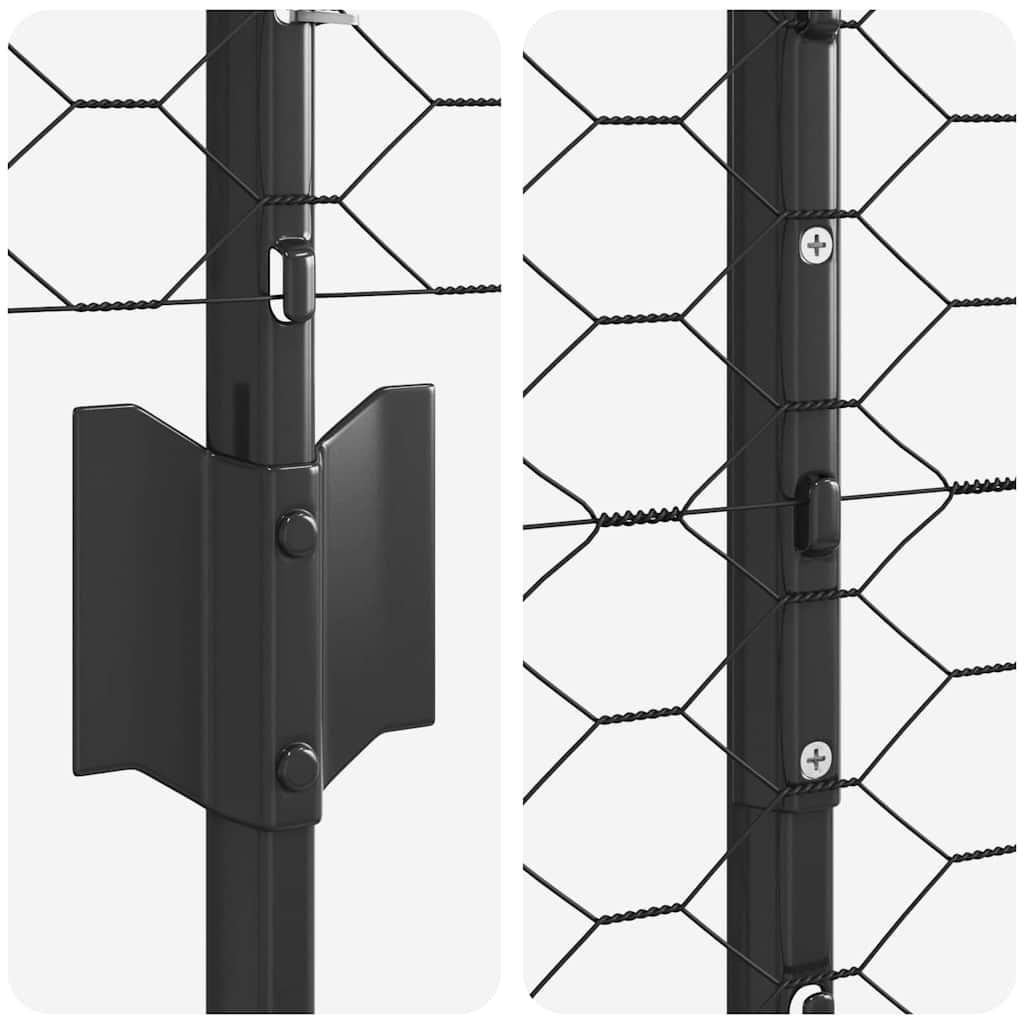Sekskantet hegn med stolpe 10 x 1,6 m PVC-belagt stål Grå Mesh