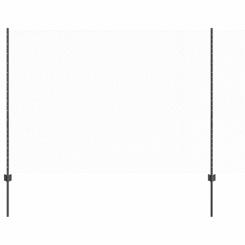 Sekskantet hegn med stolpe 10 x 1,6 m PVC-belagt stål Grå Mesh