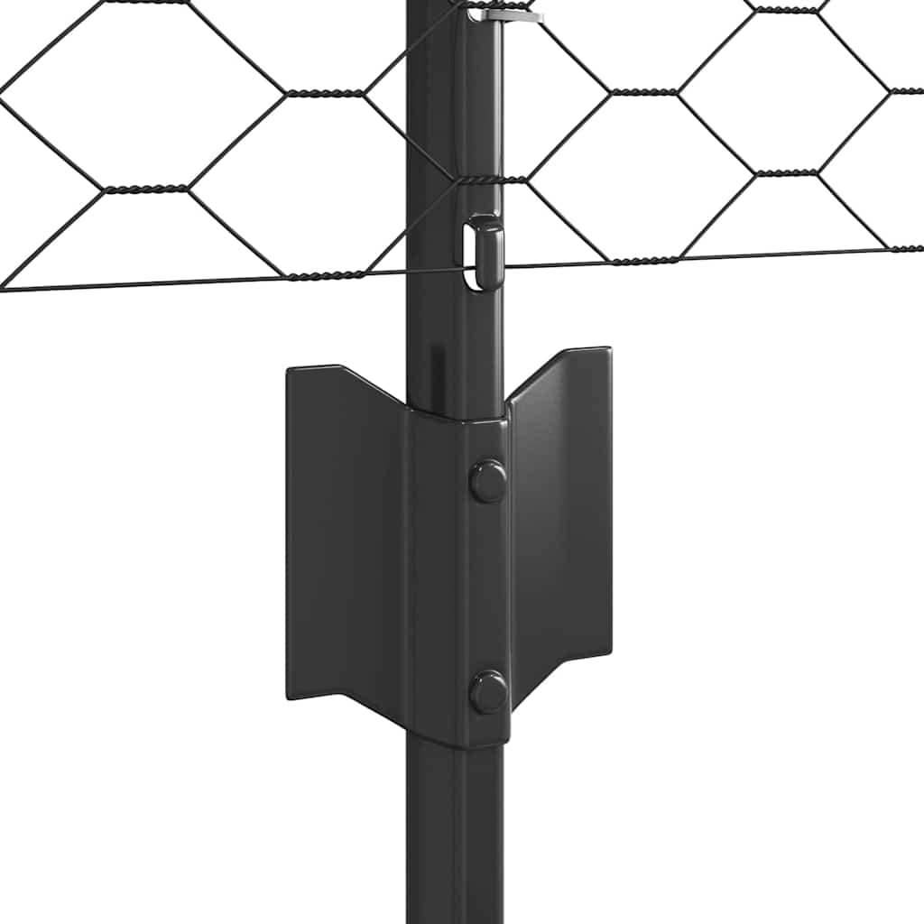 Sekskantet hegn med stolpe 25 x 0,6 m PVC-belagt stål Grå Mesh