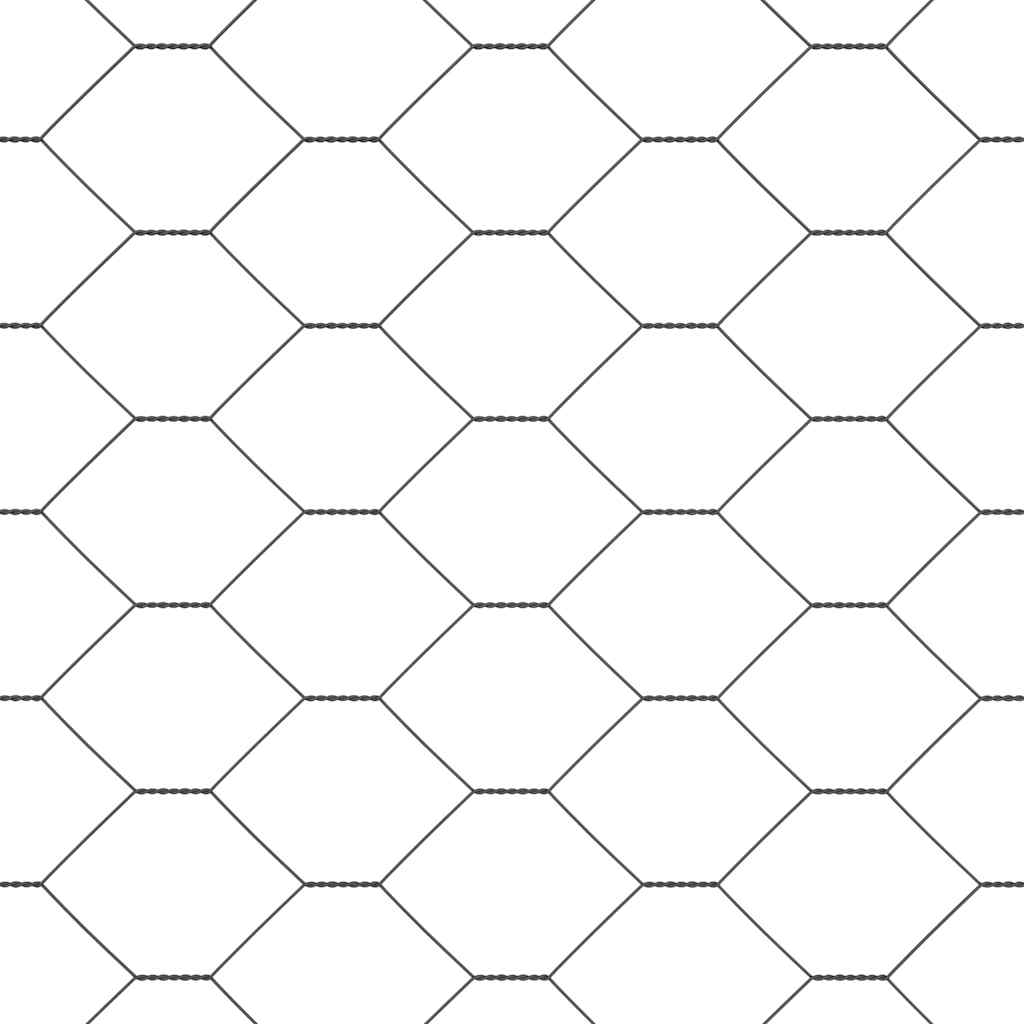 Sekskantet hegn med stolpe 25 x 0,6 m PVC-belagt stål Grå Mesh
