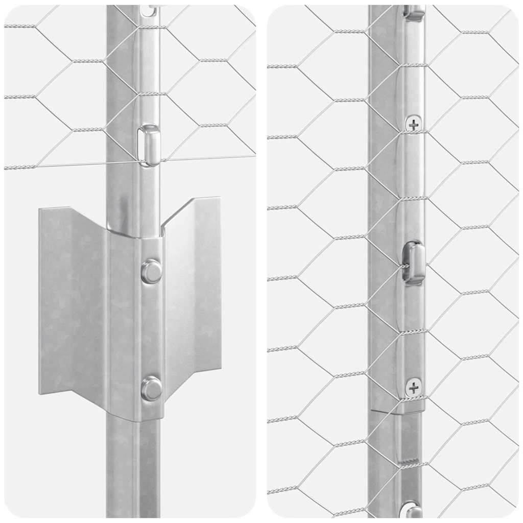 Sekskantet hegn med stolpe 10 x 1,6 m Galvaniseret stål Sølv