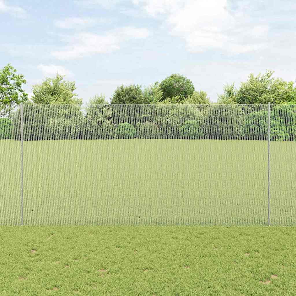 Sekskantet hegn med stolpe 10 x 1,6 m Galvaniseret stål Sølv