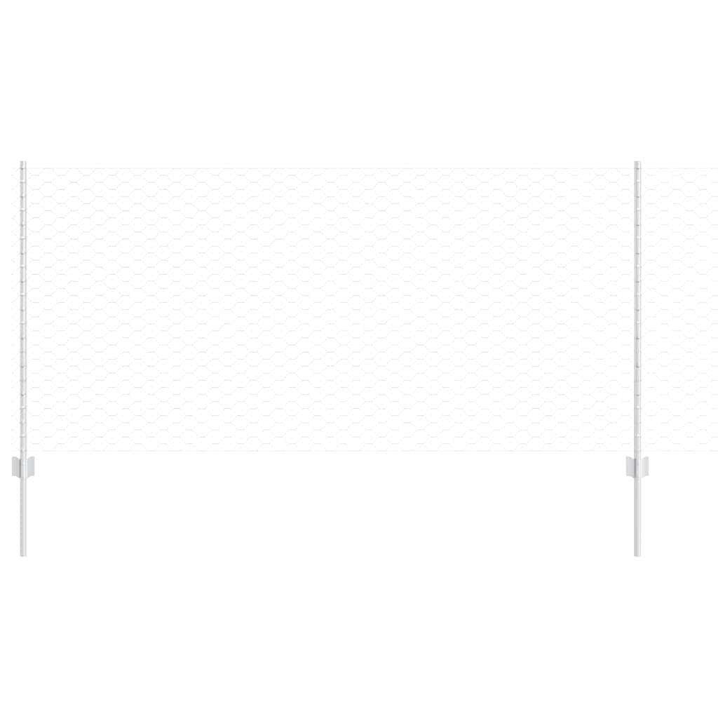 Sekskantet hegn med stolpe 25 x 1 m Galvaniseret stål Sølv Mesh