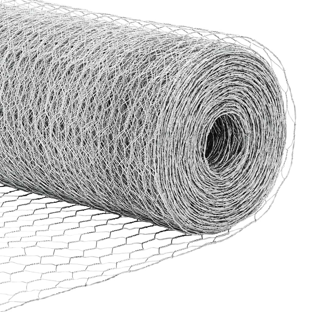 Sekskantet hegn med stolpe 50 x 0,8 m Galvaniseret stål Sølv