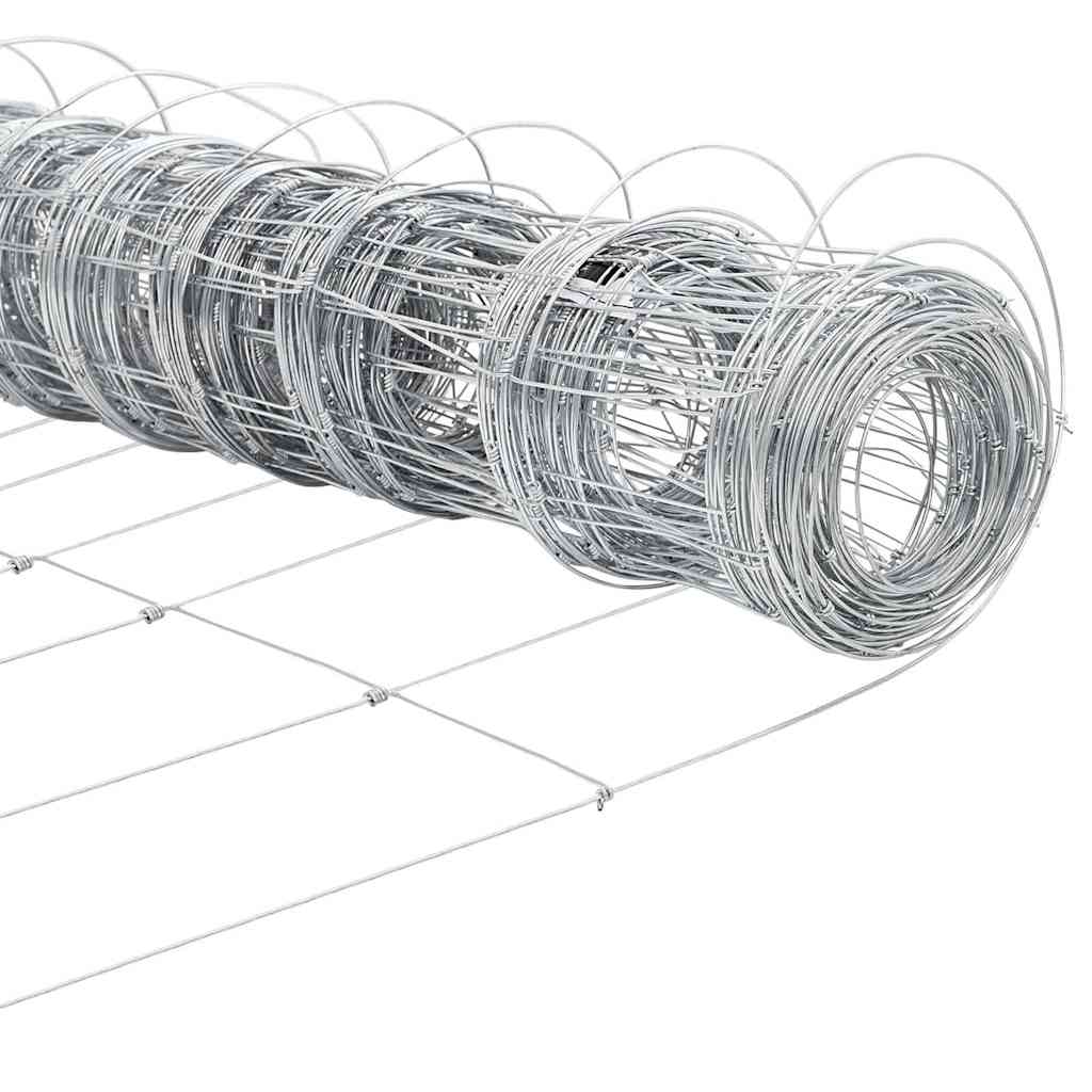 Udendørs Vildt Hegn med Stolper 50 x 1 m Galvaniseret stål Sølv