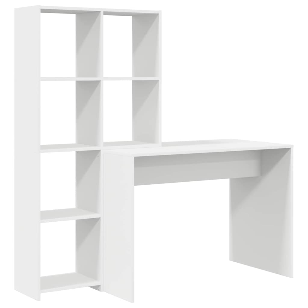 Bord med hylde Hvid 138,5 x 55 x 143 cm Konstrueret træ