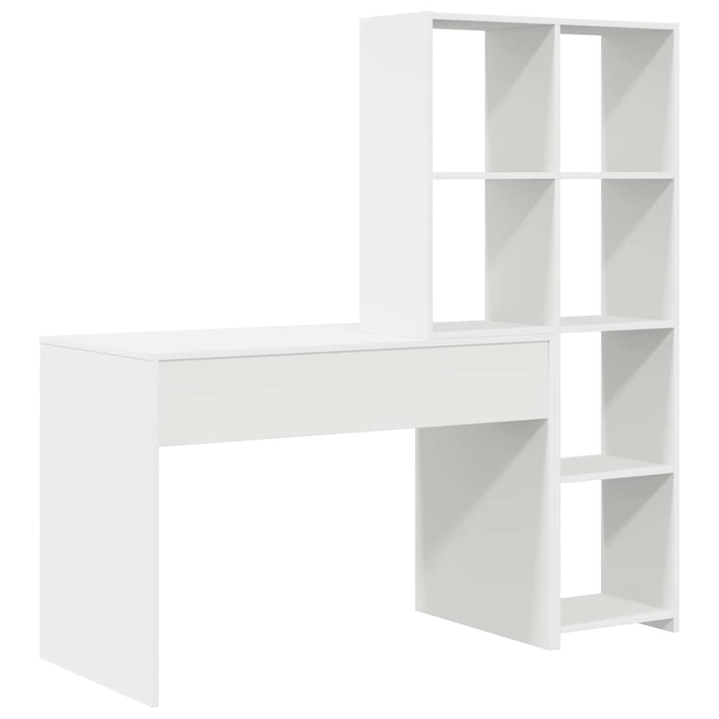 Bord med hylde Hvid 138,5 x 55 x 143 cm Konstrueret træ