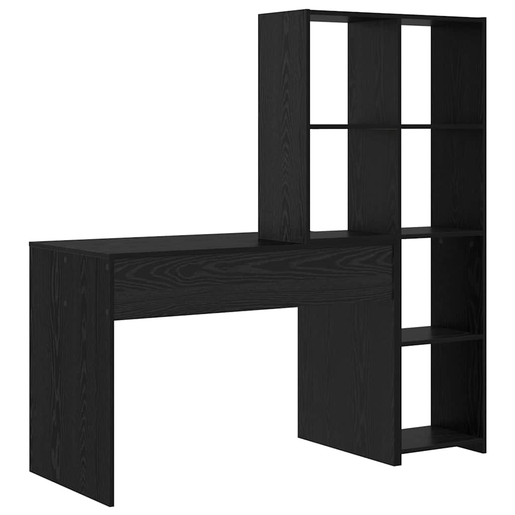 Bord med hylde Sort eg 138,5 x 55 x 143 cm Konstrueret træ