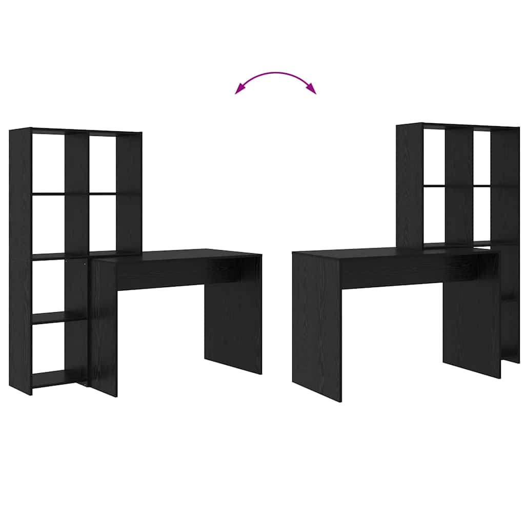 Bord med hylde Sort eg 138,5 x 55 x 143 cm Konstrueret træ