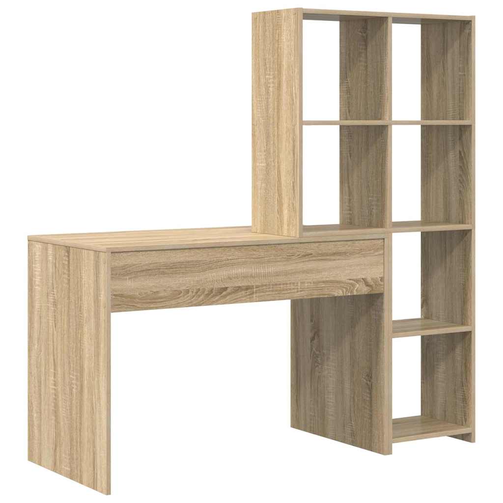 Bord med hylde Sonoma eg 138,5 x 55 x 143 cm Konstrueret træ