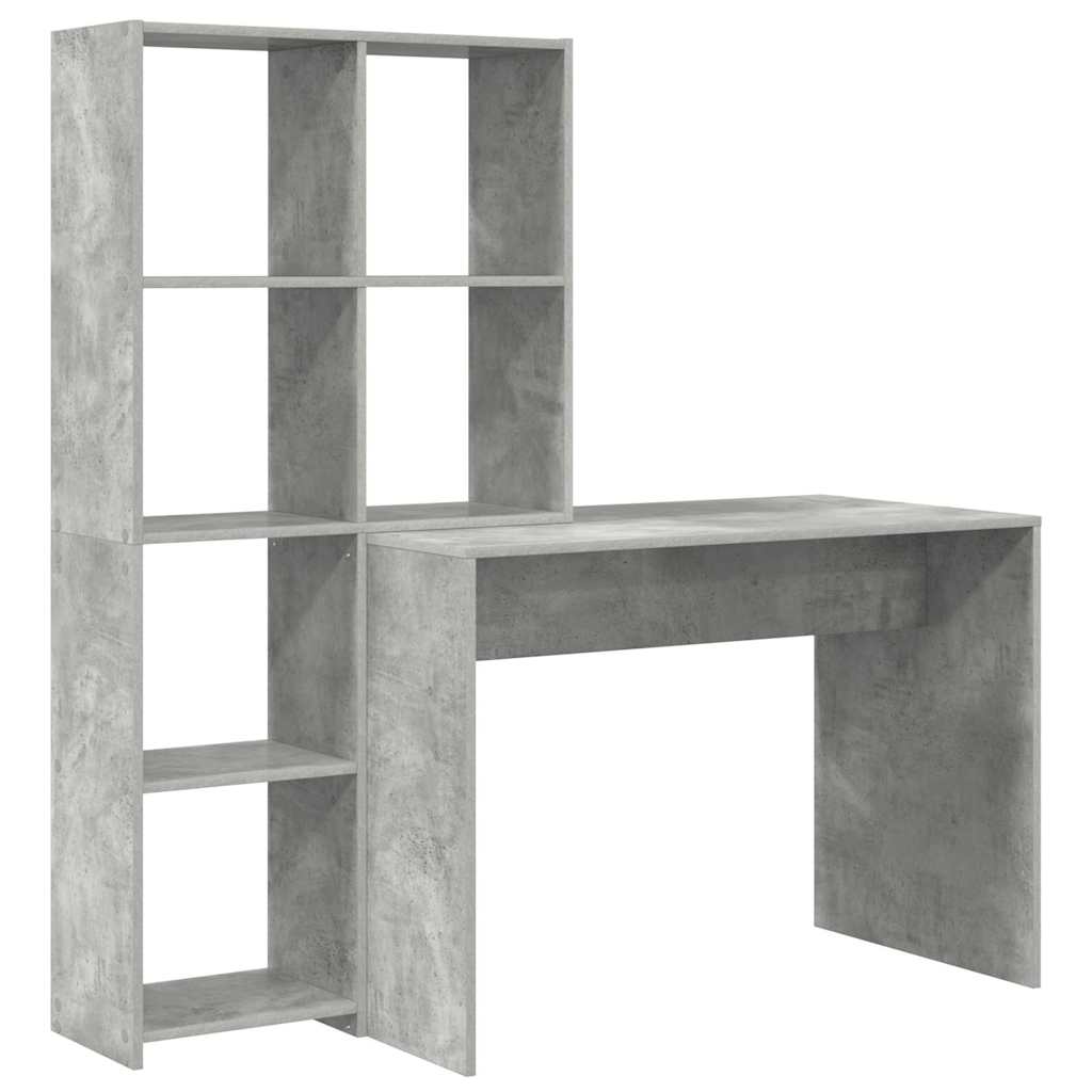 Bord med hylde Beton Grå 138,5 x 55 x 143 cm Konstrueret træ