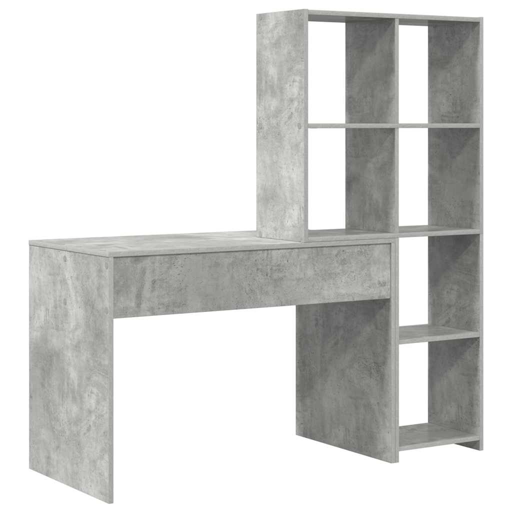 Bord med hylde Beton Grå 138,5 x 55 x 143 cm Konstrueret træ