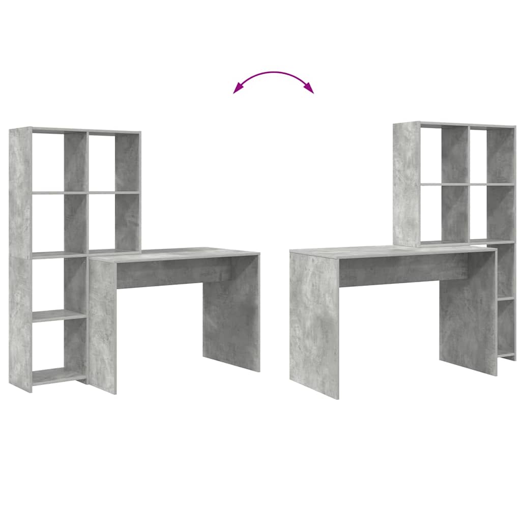 Bord med hylde Beton Grå 138,5 x 55 x 143 cm Konstrueret træ