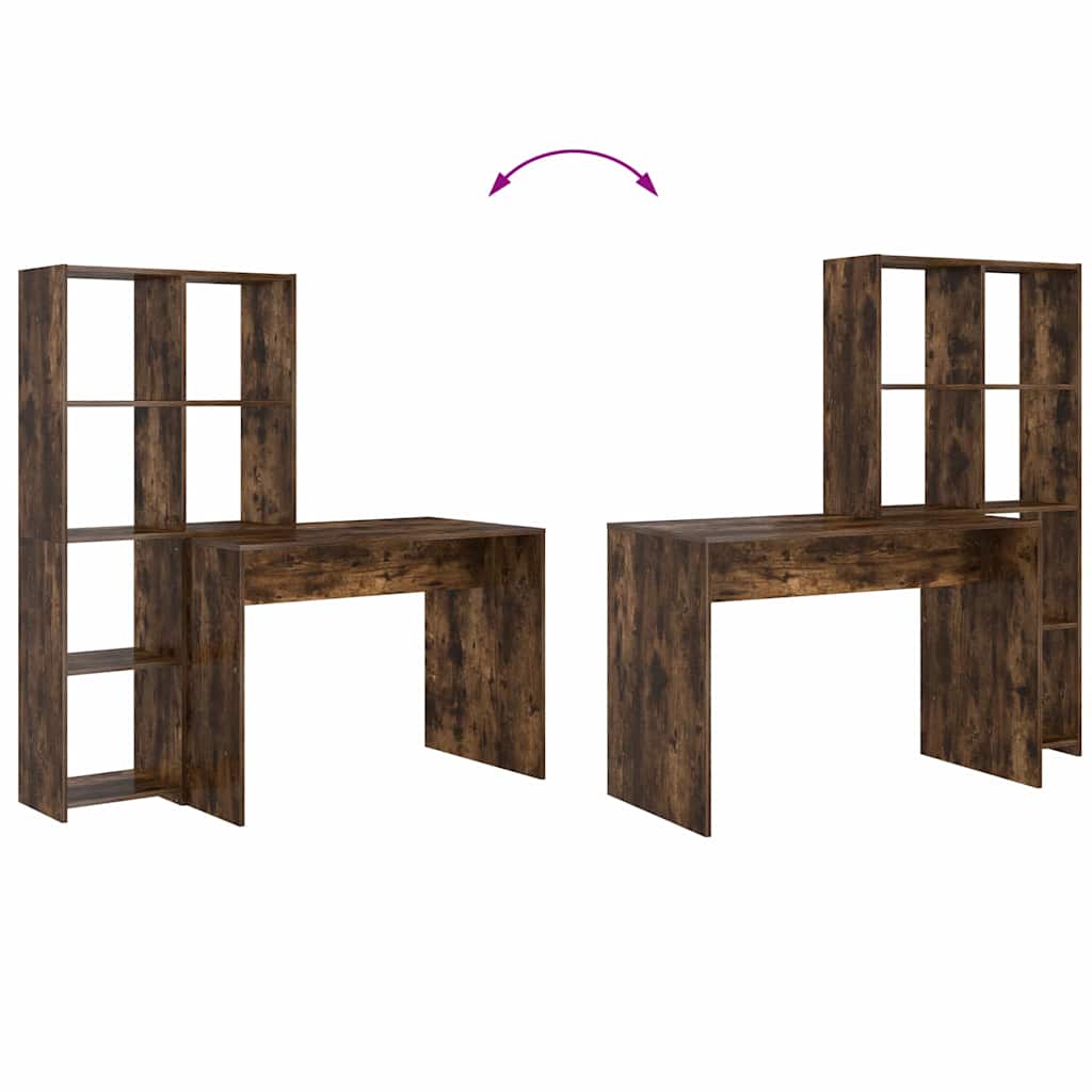 Bord med hylde Røget eg 138,5 x 55 x 143 cm Konstrueret træ