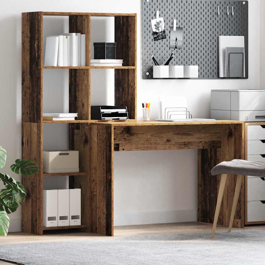 Bord med hylde Gammelt træ 138,5 x 55 x 143 cm Konstrueret træ