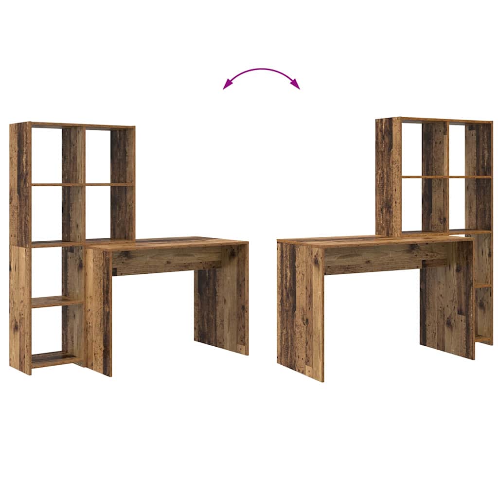 Bord med hylde Gammelt træ 138,5 x 55 x 143 cm Konstrueret træ