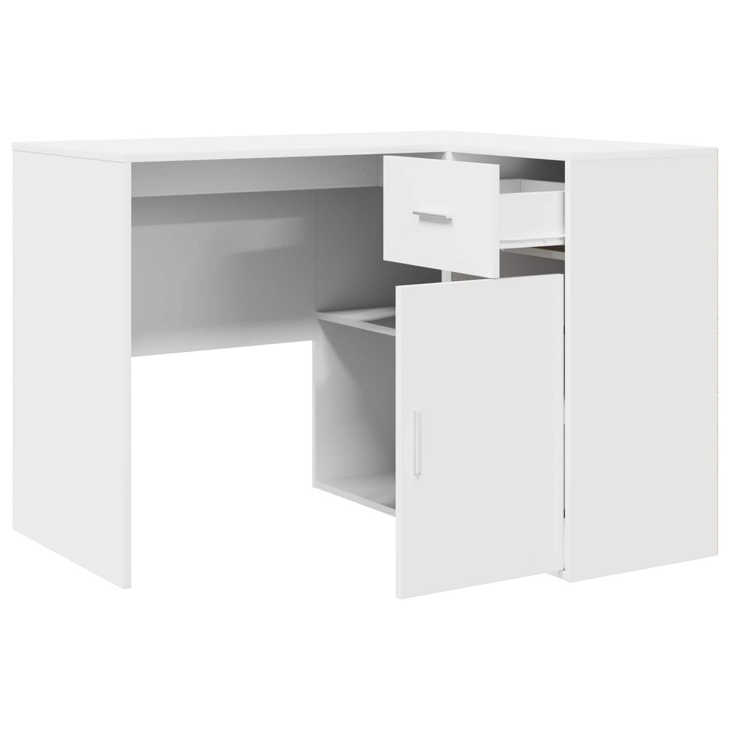 Hjørneskrivebord med skuffe med hylde Hvid 102 x 88 x 75 cm