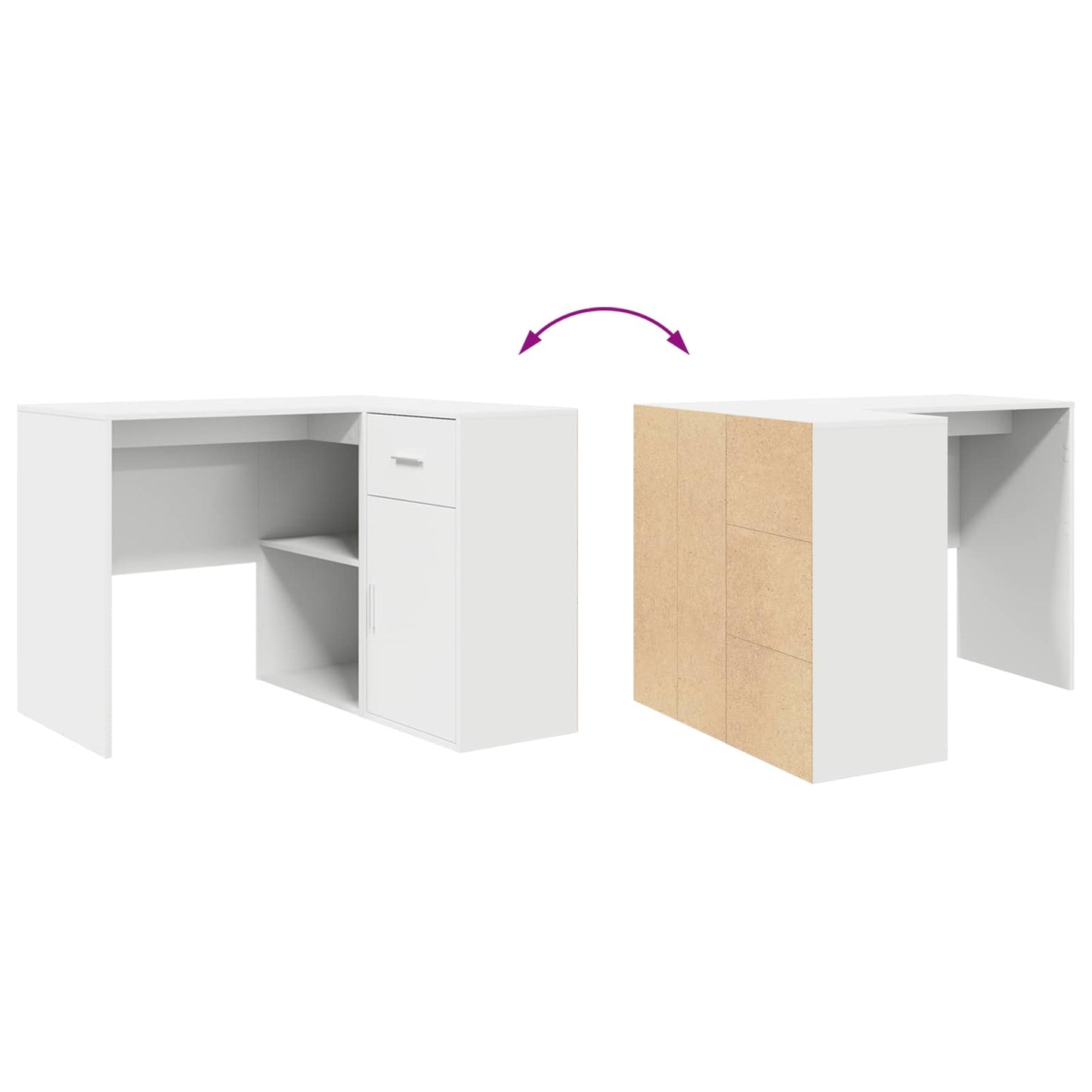 Hjørneskrivebord med skuffe med hylde Hvid 102 x 88 x 75 cm