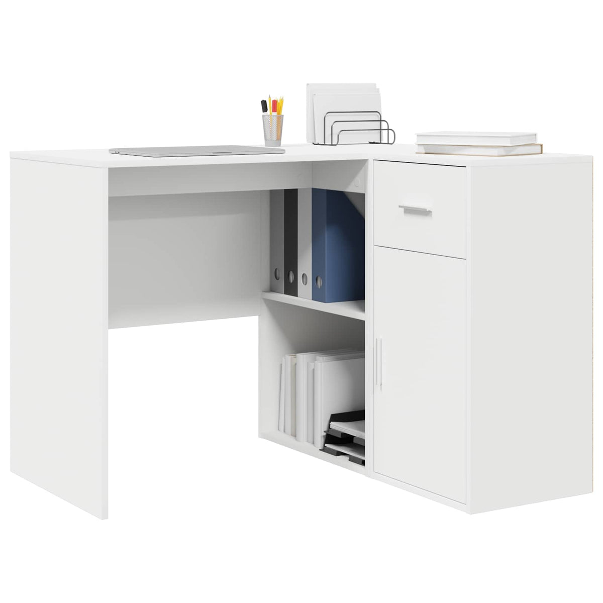 Hjørneskrivebord med skuffe med hylde Hvid 102 x 88 x 75 cm