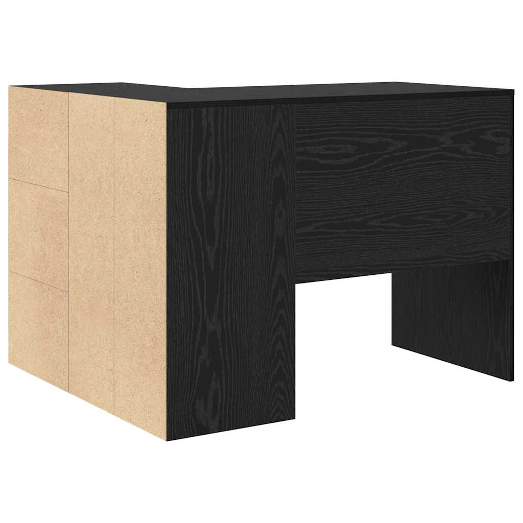 Hjørneskrivebord med skuffe med hylde Sort eg 102 x 88 x 75 cm
