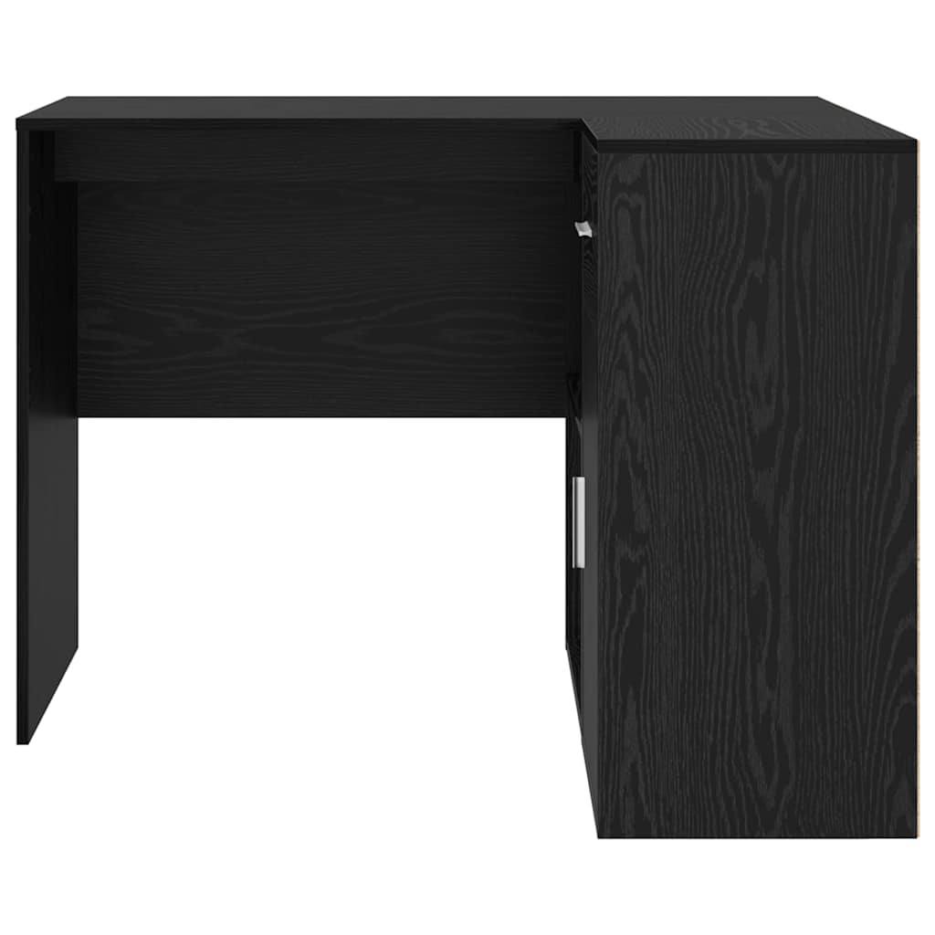 Hjørneskrivebord med skuffe med hylde Sort eg 102 x 88 x 75 cm