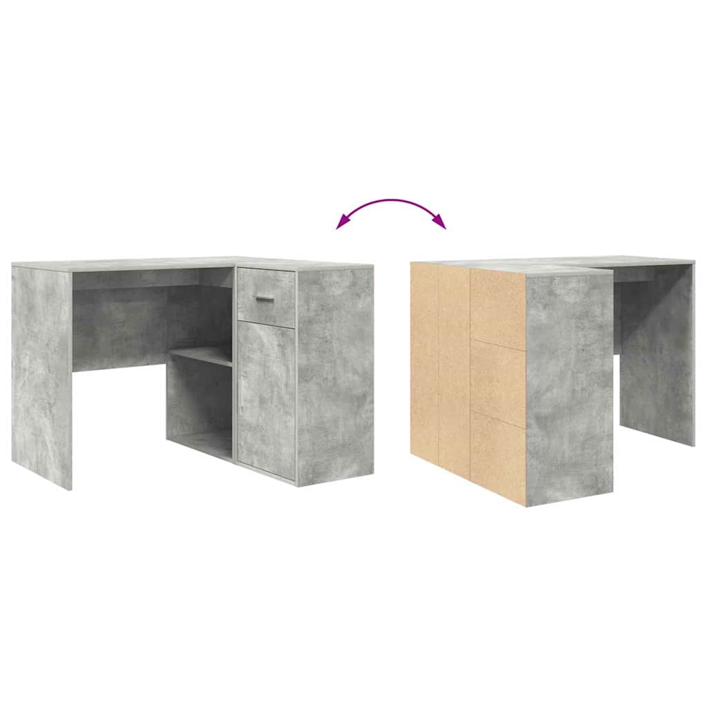 Hjørneskrivebord med skuffe med dør Beton Grå 102 x 88 x 75 cm