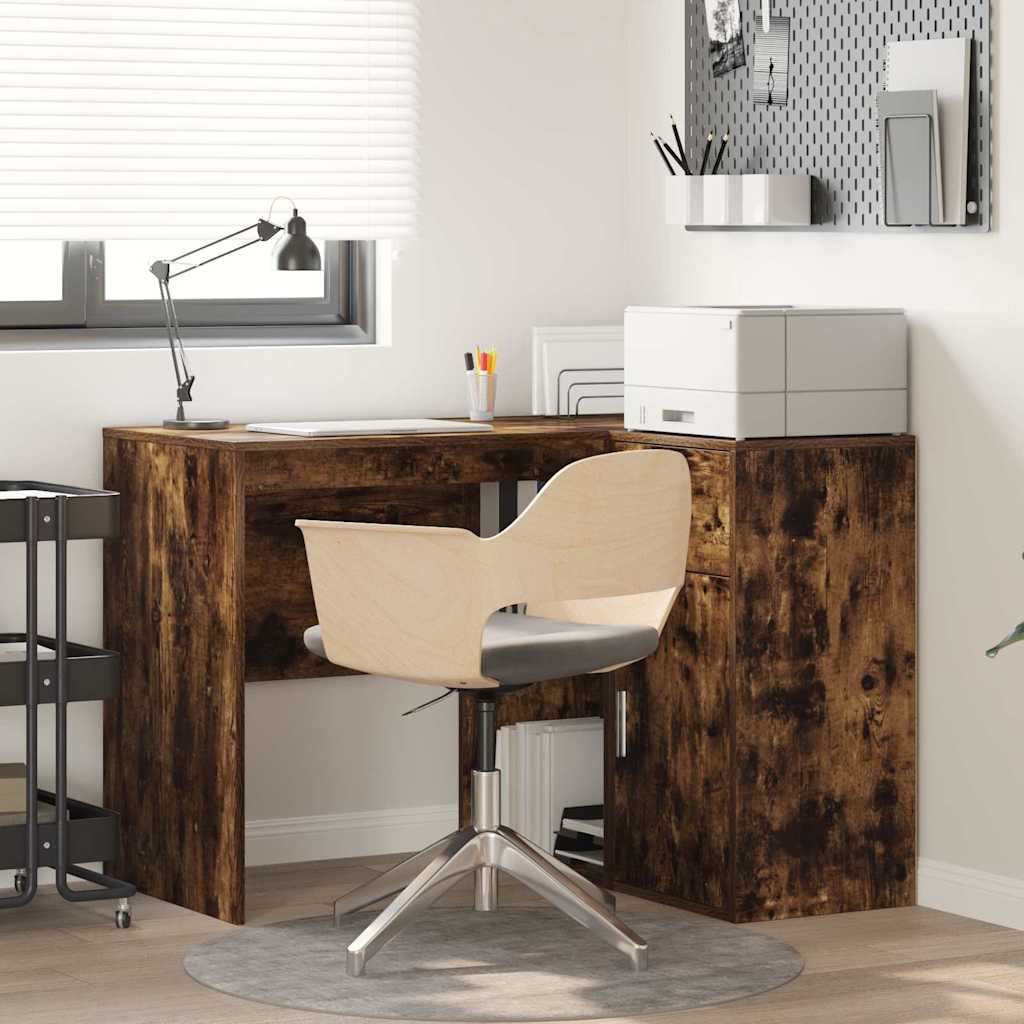 Hjørneskrivebord med skuffe med hylde Røget eg 102 x 88 x 75 cm