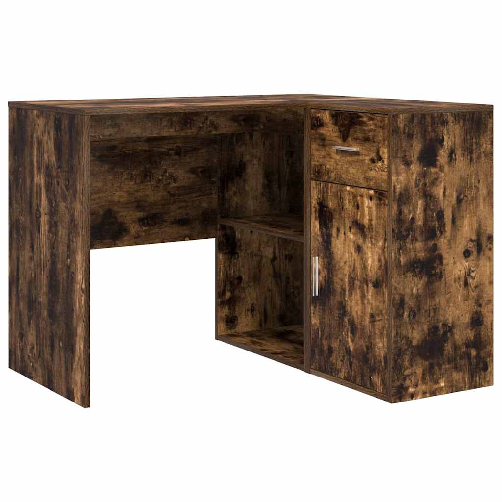 Hjørneskrivebord med skuffe med hylde Røget eg 102 x 88 x 75 cm