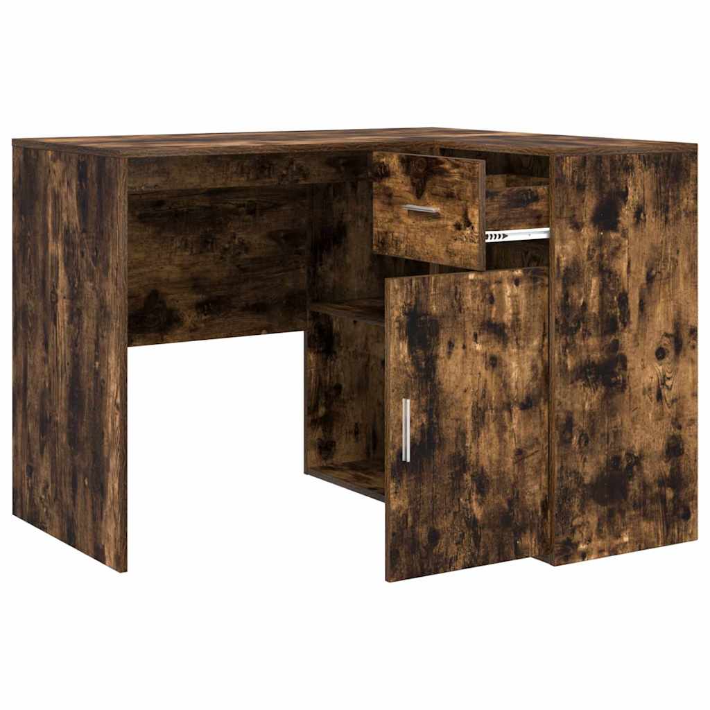 Hjørneskrivebord med skuffe med hylde Røget eg 102 x 88 x 75 cm