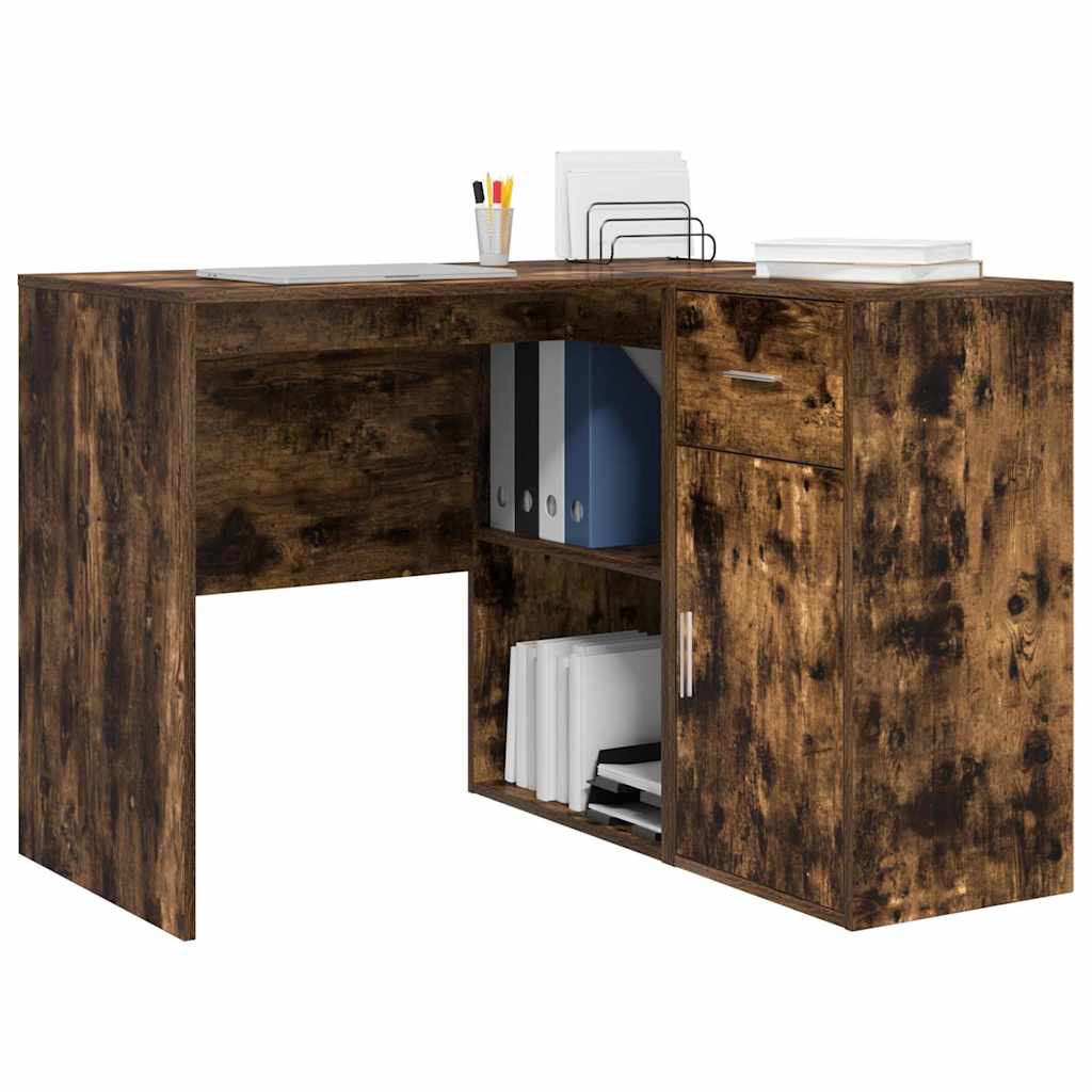 Hjørneskrivebord med skuffe med hylde Røget eg 102 x 88 x 75 cm