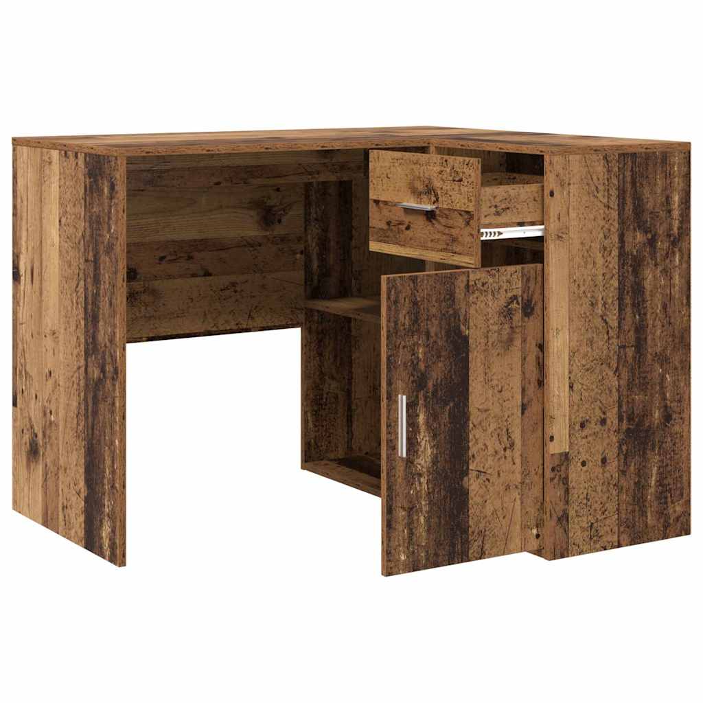 Hjørneskrivebord med skuffe Gammelt træ 102 x 88 x 75 cm