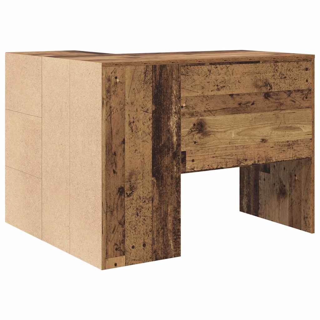 Hjørneskrivebord med skuffe Gammelt træ 102 x 88 x 75 cm