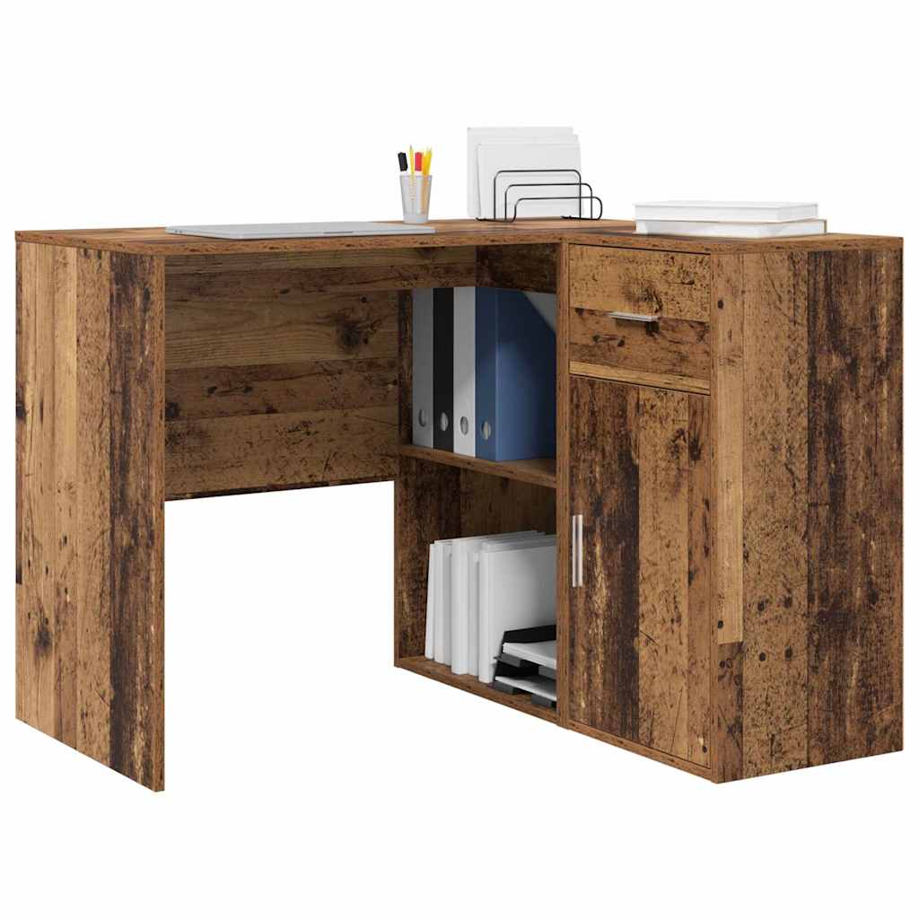 Hjørneskrivebord med skuffe Gammelt træ 102 x 88 x 75 cm