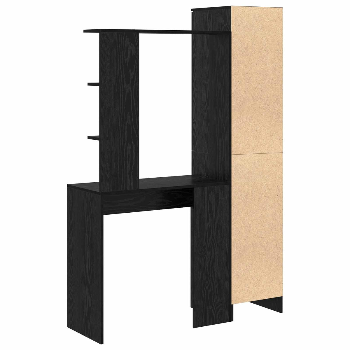 Bord med hylde med opbevaring med dør 2 stk. Sort eg