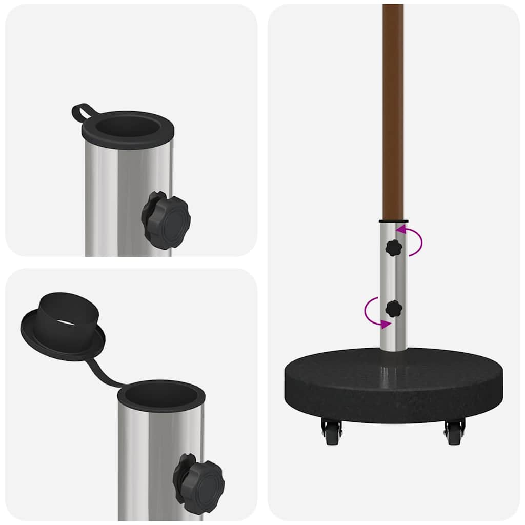 Parasolfod 30kg Sort Granit og Rustfrit Stål Rund