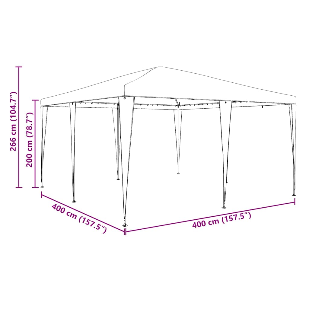 Party Tent Blå 400 x 400 x 266 cm Polyethylen og stål