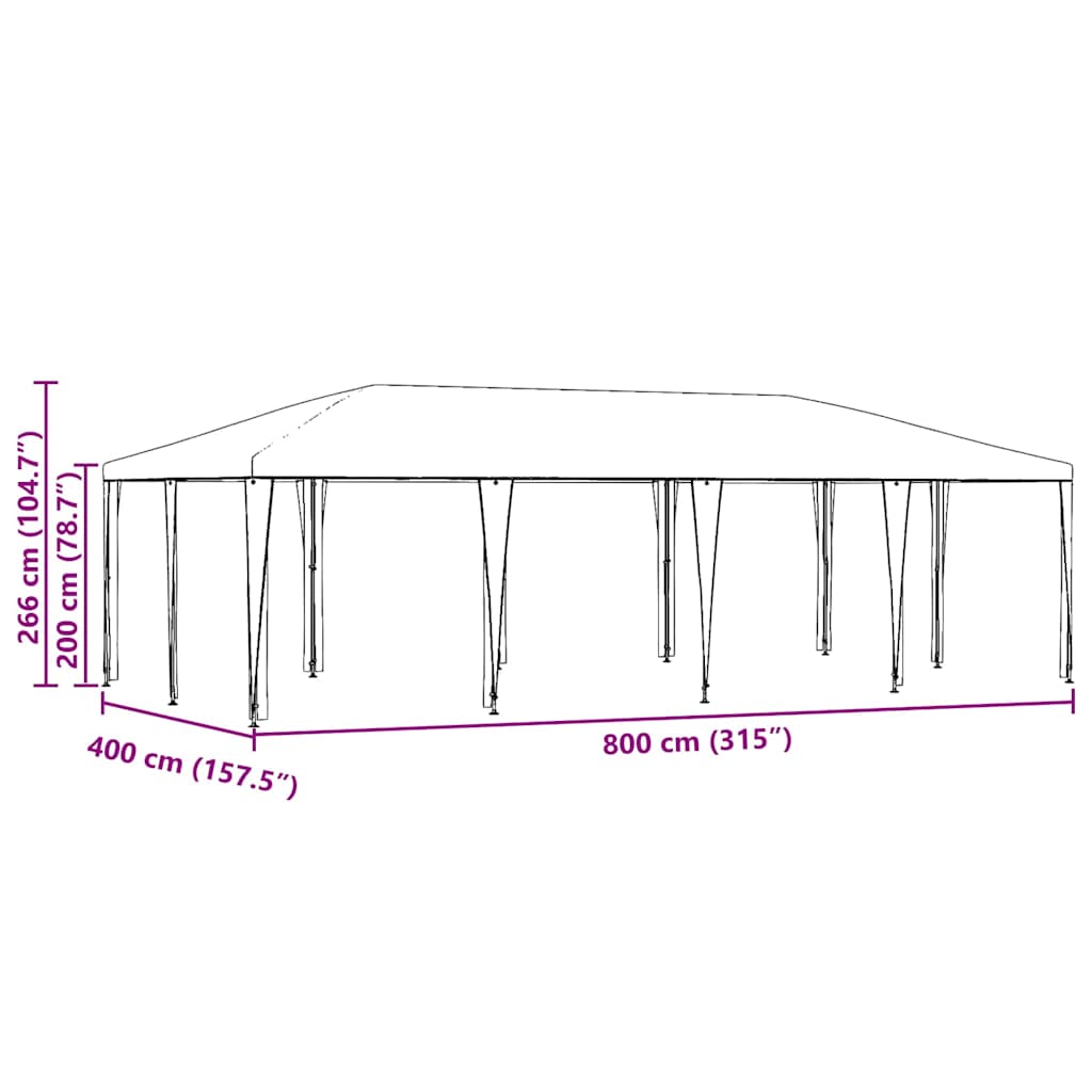 Party Tent Antracit 800 x 400 x 266 cm Polyethylen og stål