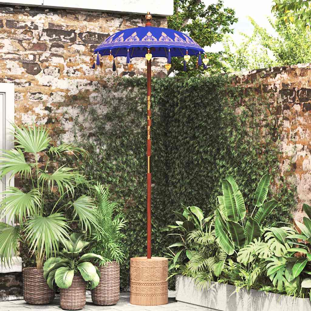 Balinesisk parasol - blå rund 125 × 125 × 260 cm
