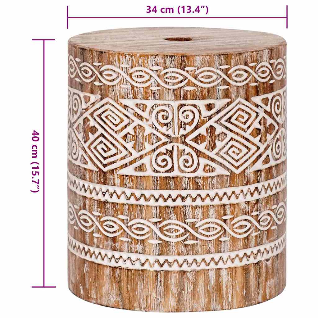 Parasolfod 23 kg Hvidvasket Massivt træ Cylinderformet