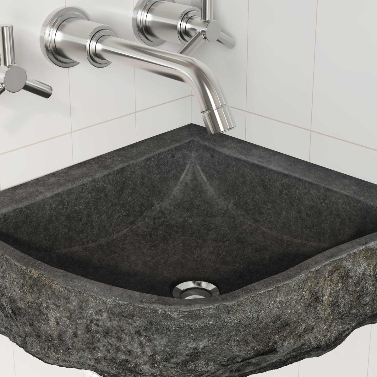 Vask Grå (30-37) x (30-37) x 12 cm Flodsten