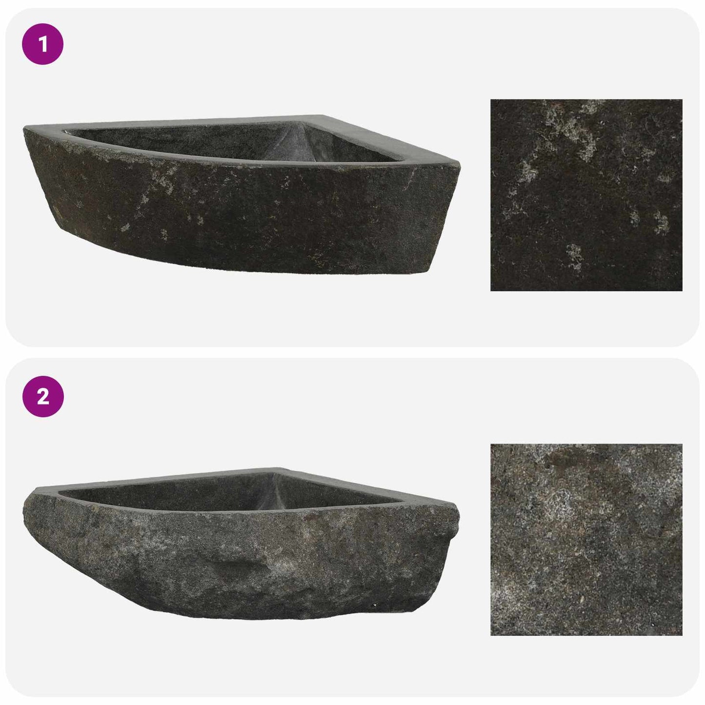 Vask Grå (38-45) x (38-45) x 12 cm Flodsten